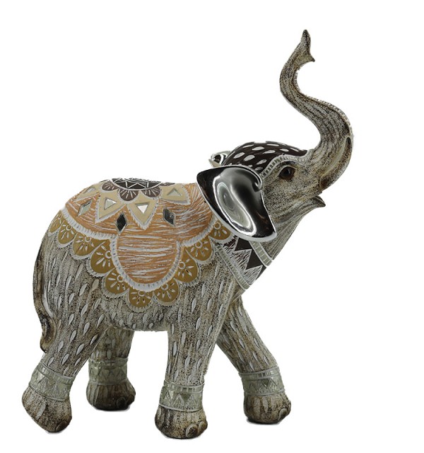 Διακοσμητικό Polyresin Ελέφαντας Σομόν/Γκρι   20x8x24εκ