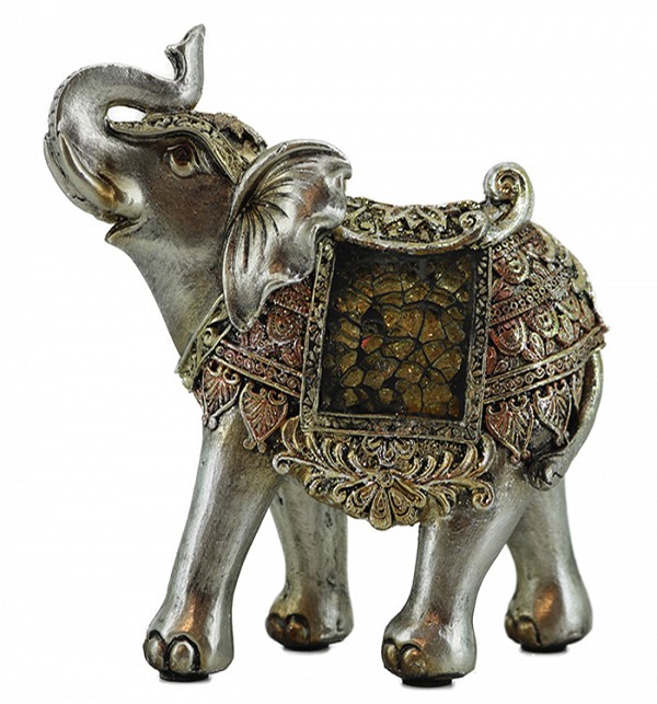 Διακοσμητικό Polyresin Ελέφαντας Ασημί/Λαδί 12x5x12.5εκ