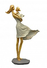 Διακοσμητική Πολυεστερική Φιγούρα Μητέρα Με Μωρό Σε Χρυσό/Εκρού 20x8x31εκ