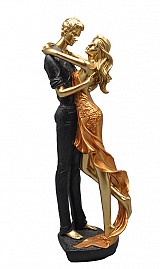 Διακοσμητική Πολυεστερική Φιγούρα Ζευγάρι Σε Χρυσό/Μαύρο/Πορτοκαλί 10x9x33εκ