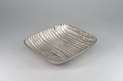 Διακοσμητικό Μπωλ Μεταλλικό Ασημί  τετράγωνο 23x23x6cm