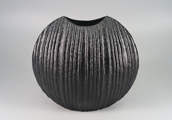 Μεταλλικό Πλακέ Βάζο Μαύρο 37x16x33cm