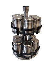 Θήκη Για Μπαχαρικά Inox Με Περιστρεφόμενη Βάση 12τεμ.