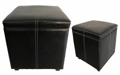 Σκαμπό μπαούλο δερμάτινο σετ 2τεμ. HX-09887