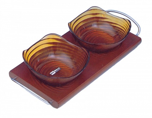 Ορντεβιέρα γυάλινη 2 θέσεων σε ξύλινη βάση GW488