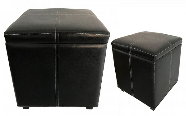 Σκαμπό μπαούλο δερμάτινο σετ 2τεμ. HX-09887