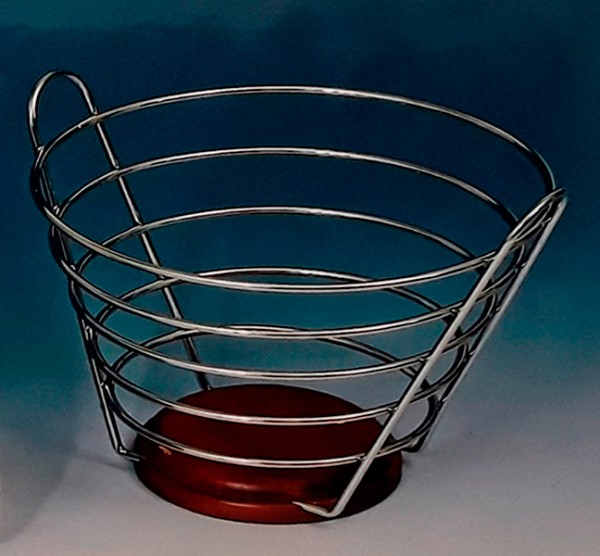 Φρουτιέρα μεταλλική με ξύλινη βάση