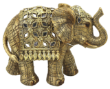 Διακοσμητικός Ελέφαντας Πολυεστερικός Σε Χρυσό Αντικέ Χρώμα 17x7.5x12.5cm