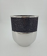 Διακοσμητικό Ασημί Κεραμικό Βάζο Με Μαύρα Στρας 18x8.5x25cm