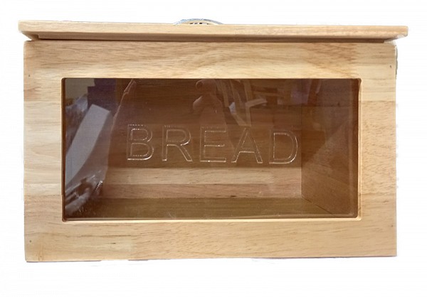 Ψωμιέρα  Bread με Καπάκι Ξύλινη σε Natural Χρώμα 31.5x21x17εκ