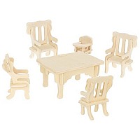 Wooden doll furniture set 34 pieces 23542