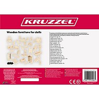 Wooden doll furniture set 34 pieces 23542