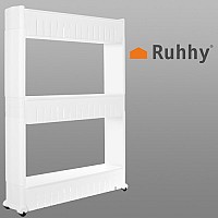 Mobile kitchen shelf on wheels, white