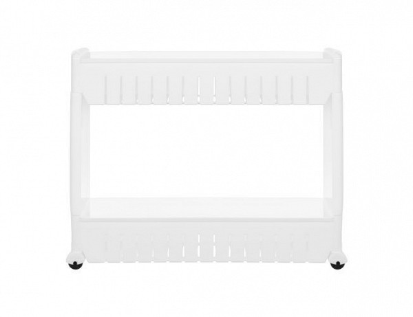 Mobile kitchen shelf on wheels, white
