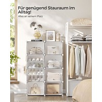 SONGMICS Shoe Rack, 8-Cube Shoe Organizer with Doors, 32 Pairs Plastic Shoe Storage Cabinet, for Bedroom, Entryway, Steel Frame, Plastic Panel, White