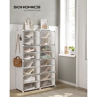 SONGMICS Shoe Rack, 8-Cube Shoe Organizer with Doors, 32 Pairs Plastic Shoe Storage Cabinet, for Bedroom, Entryway, Steel Frame, Plastic Panel, White
