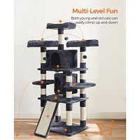 FEANDREA Cat Tree, Large Cat Tower, 170 cm, Smoky Grey PCT18GYZ