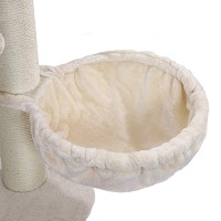 FEANDREA Cat Tree, Cat Tower with XXL Plush Perch, Cat Condo with Adjustable Units, Cat Toys, Extra Thick Posts Completely Wrapped in Sisal, Stable, Beige PCT01M