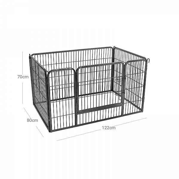 FEANDREA Puppy Playpen, Dog Enclosure, Pet Exercise Panels, Gray PPK04GY