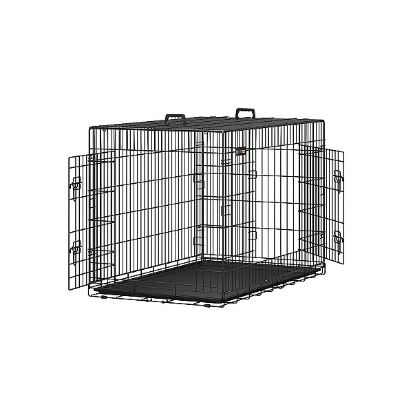 FEANDREA Dog Crate, Foldable, 122 cm Long, 2 Doors, XXL, Black PPD48H